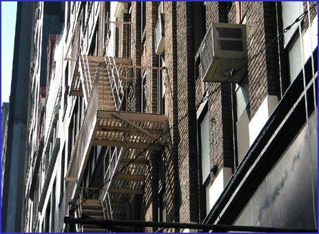Fire escape seen sideways